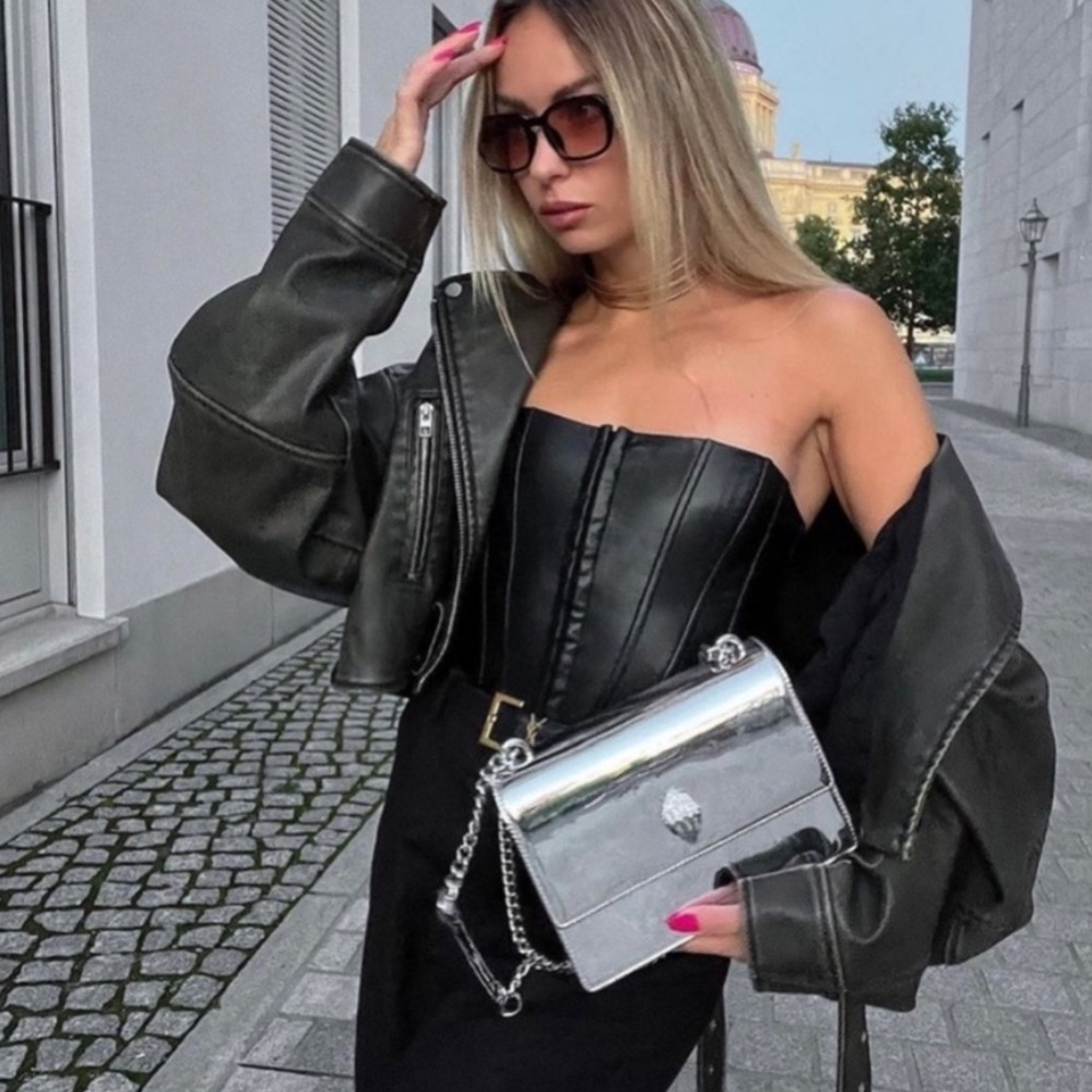 Zara Faux Leather Corset Top XS - Picture 2 of 15